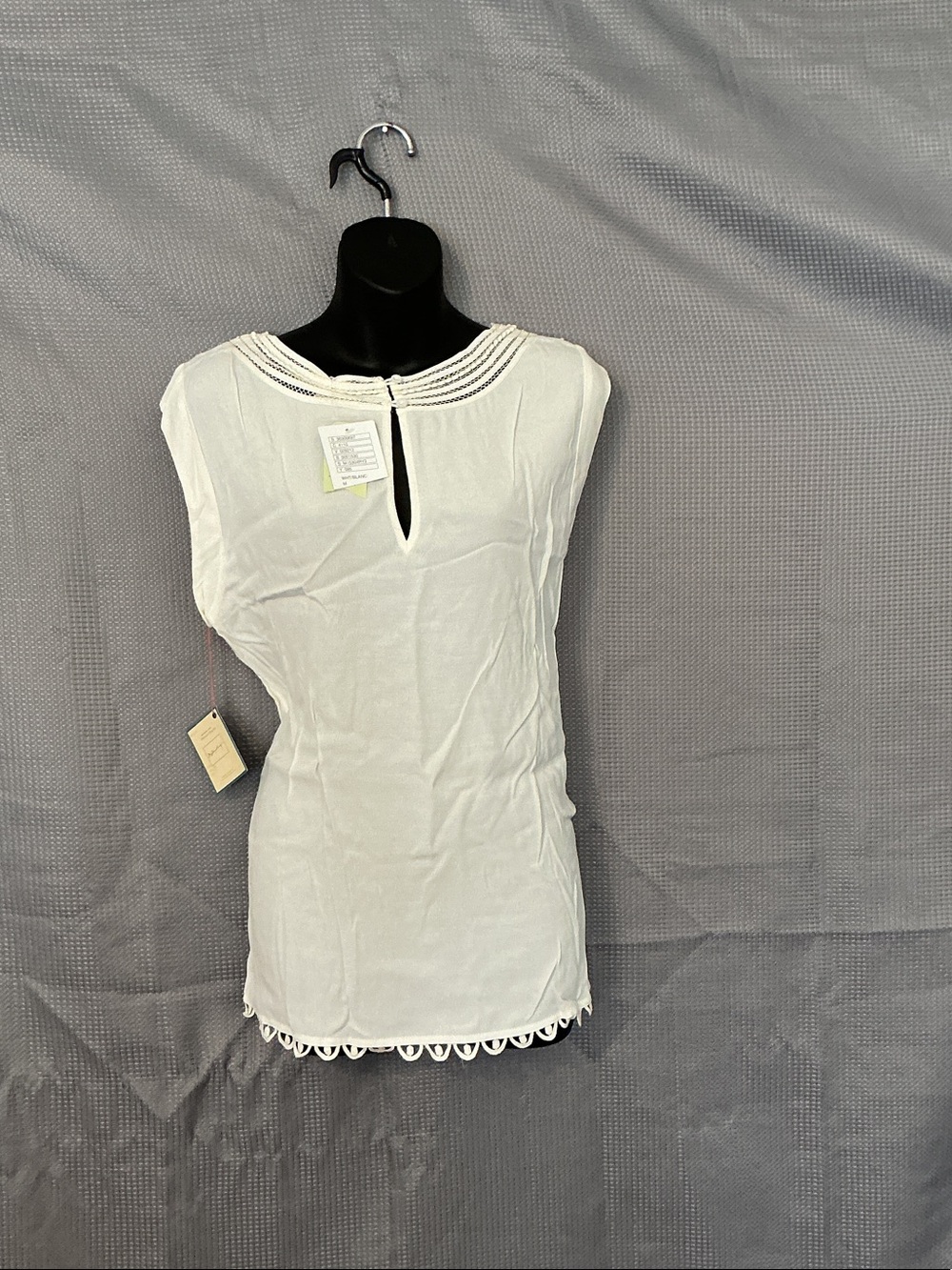 Anthropologie White Lace-Edged Keyhole Camisole